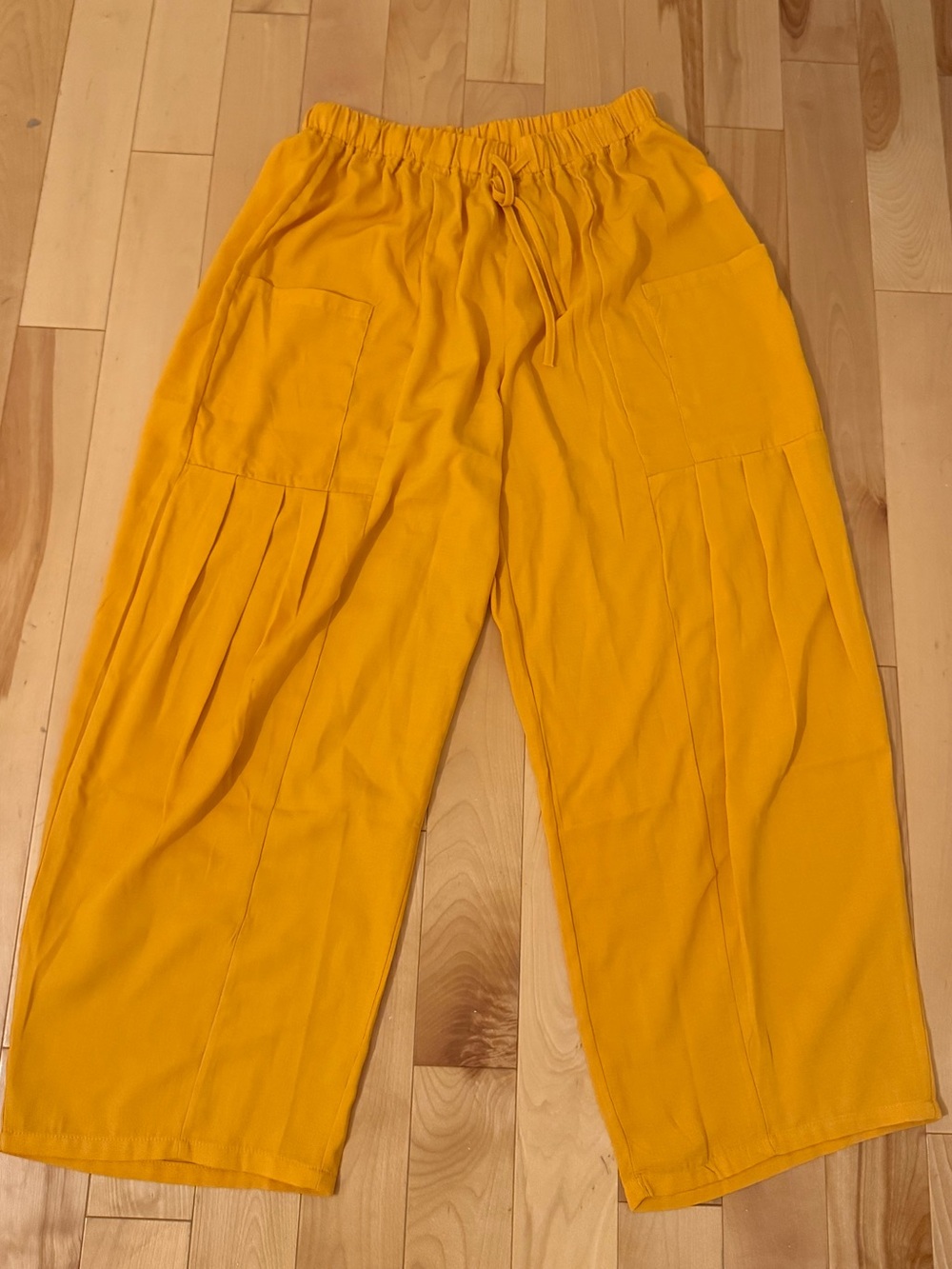 Orange Wide Leg Drawstring Pants